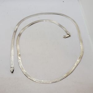 Sterling Silver Herringbone Necklace 29" Long 925 Italy